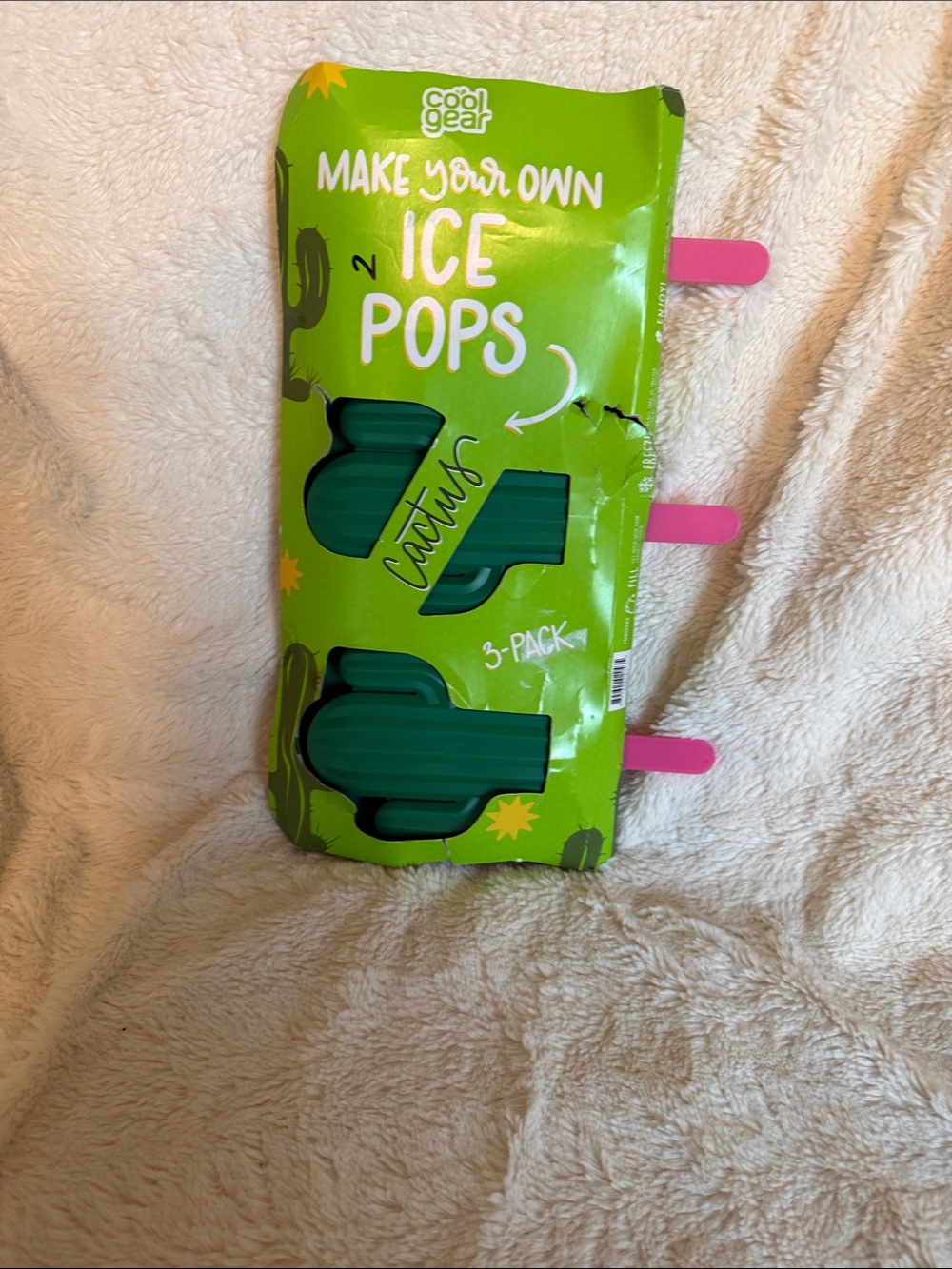Cool Gear Cactus Ice Pop Molds 3-Pack Green Pink Reusable Frozen Treat Maker NEW - Picture 2 of 2